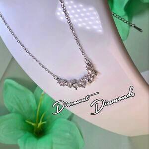 Stainless Steel Silver Titanium Wisteria Zircon Flower Choker Pendant Necklace